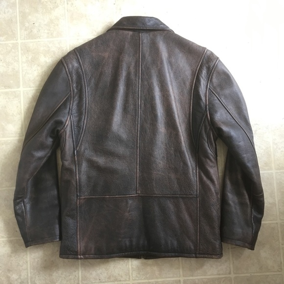 Vtg Brown Leather Levi’s Cafe Moto Jacket Sz M - Picture 5 of 7
